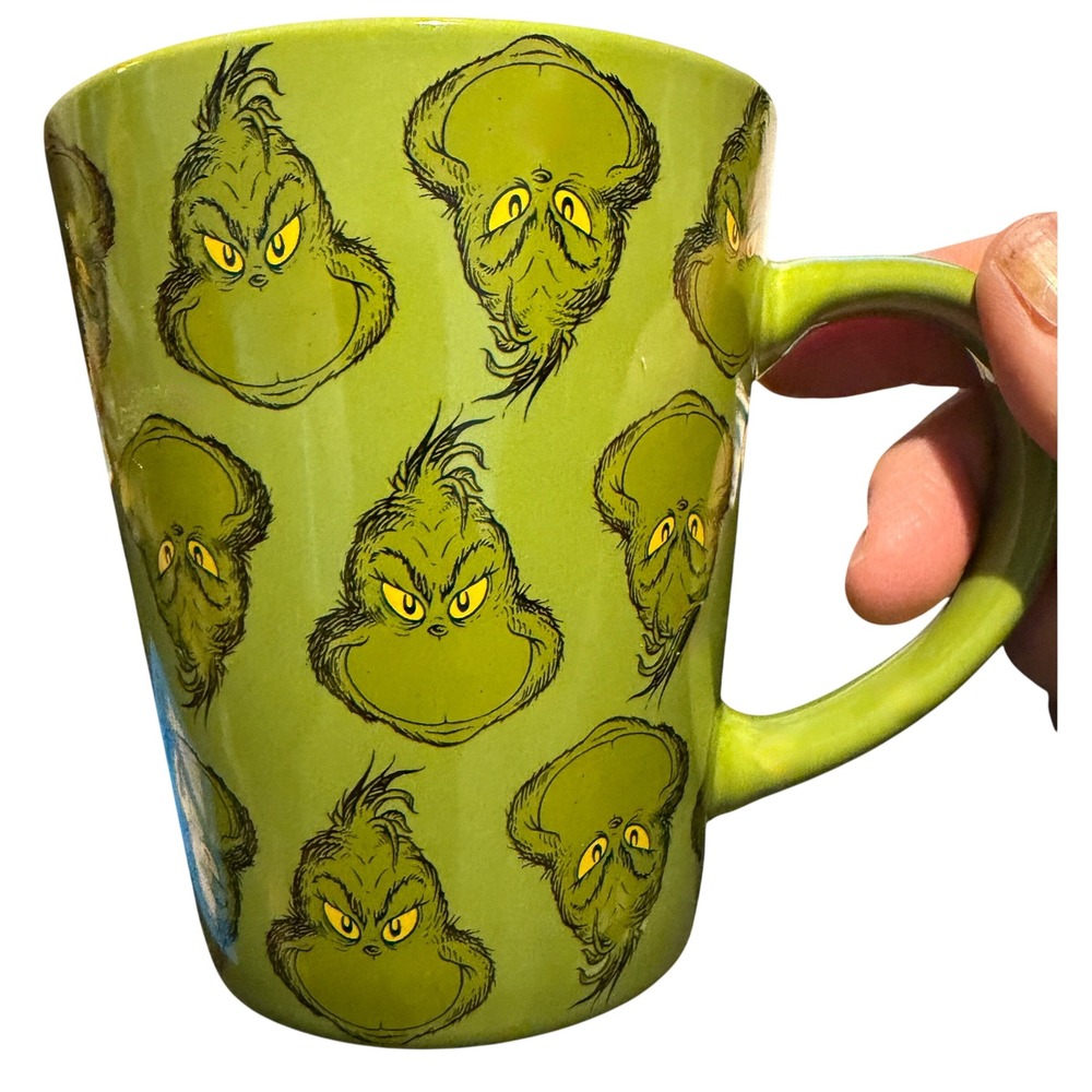 Dr. Seuss The Grinch Coffee Mug‎ Unisex 16 oz Green All Over Print Ceramic